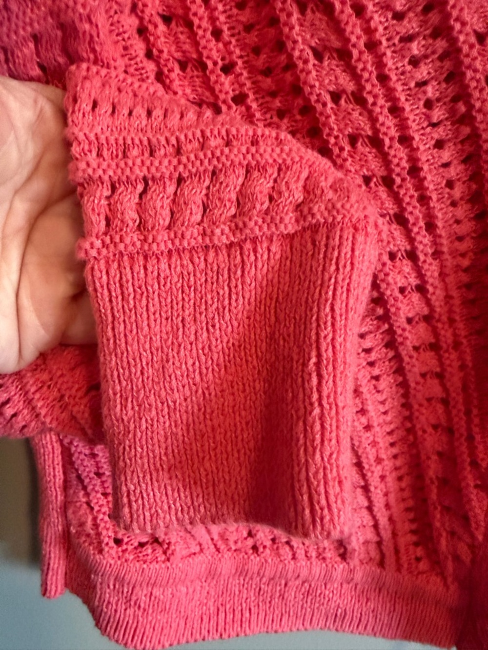 Talbots Coral Openwork Knit Button-Front Cardigan Sweater size medium - Picture 6 of 14